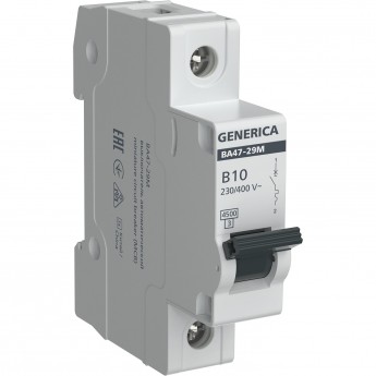 Автоматический выключатель IEK ВА47-29М 1P 10А 4,5кА B GENERICA Автоматический выключатель IEK ВА47-29М 1P 10А 4,5кА B GENERICA