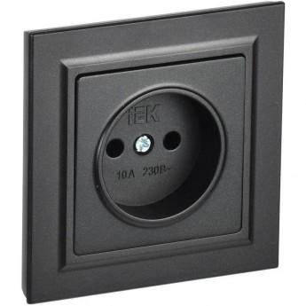 Розетка IEK BRITE РСР10-1-0-БрЧ 10А без заземляющего контакта и шторок, черная BR-R10-10-K02-F Розетка IEK BRITE РСР10-1-0-БрЧ 10А без заземляющего контакта и шторок, черная BR-R10-10-K02-F